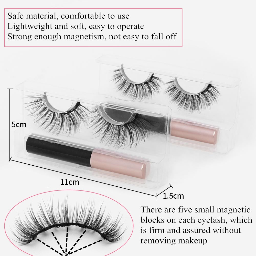 3D Mink Magnetic Eyelashes Waterproof Lasting Magnetic Eyeliner Magnet Mink Eyelashes Makeup Extension False Eyelashes - MiniDreamMakers