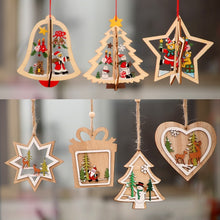 Load image into Gallery viewer, 1PC 2D 3D Christmas Ornament Wooden Hanging Pendants Star Xmas Tree Bell Christmas Decorations For Home Party New Year Navidad - MiniDreamMakers
