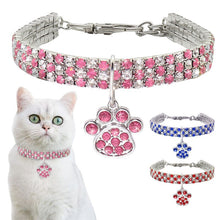 Load image into Gallery viewer, Rhinestone Cute Paw Dog Collar Products for Dogs 20/25/33CM Blue/Red/Pink Adjustable Collar Jewelry Accessory for Dogs Cat - MiniDreamMakers
