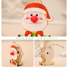 Load image into Gallery viewer, New Year Cute Cartoon Natural Wood Christmas Tree Ornament Hanging Gifts Snowman Elk Navidad For Kids Home Decoration DIY Gifts - MiniDreamMakers
