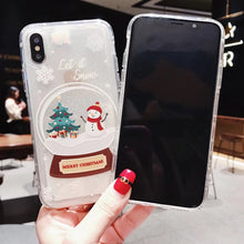 Load image into Gallery viewer, Christmas Phone Cases For iphone 6 6s 5 S SE 7 8 Plus X XR XS Max Snow Liquid Glitter Sand Mobile
