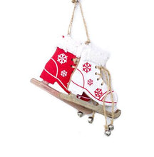 Load image into Gallery viewer, Christmas Snowflake Pattern Wooden Sleds Boots Christmas Decoration Supplies
