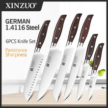 Load image into Gallery viewer, XINZUO Kitchen Tools 6 PCS Kitchen Knife Set of Utility Cleaver Chef Bread Knife High Carbon German Stainless Steel Knives sets - MiniDM Store
