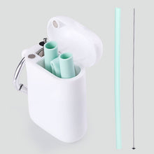 Load image into Gallery viewer, Reusable Food Grade Silicone Straw Outdoor Portable Foldable Drinking Straw With PP Luxury Carrying Case and Cleaning Brush - MiniDreamMakers
