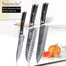 Load image into Gallery viewer, SUNNECKO Damascus Chef Utility Bread Paring Santoku Steak Knife Japanese VG10 Steel G10 Handle Meat Cutting Kitchen Knives Set - MiniDreamMakers
