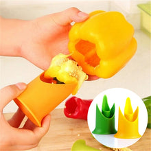 Load image into Gallery viewer, 2in1 Pepper Chili Bell Jalapeno Corer Seed Remover Green Pepper Chilli Cutter Corer Slicer Fruit Peeler Kitchen - MiniDreamMakers
