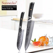 Load image into Gallery viewer, SUNNECKO Damascus Chef Utility Bread Paring Santoku Steak Knife Japanese VG10 Steel G10 Handle Meat Cutting Kitchen Knives Set - MiniDreamMakers
