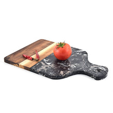 Load image into Gallery viewer, Marble and Acacia Wood Kitchen Chopping Board Non Slip Cutting Blocks Fruit Cheese Tools Knife Accessories Steak Pizza Tray - MiniDreamMakers
