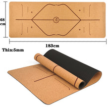 Load image into Gallery viewer, 183X68cm Natural Cork TPE Yoga Mat For Fitness 5mm Sports Mats Pilates Exercise Pads Non-slip Yoga mats With Position Body Line - MiniDreamMakers
