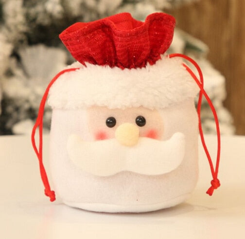 1Pcs Christmas Kids Candy Bags Pouch Cotton Santa Claus Snowmen Xmas Gift Bag Children Bag Drawstring Container - MiniDreamMakers