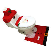 Load image into Gallery viewer, Toilet Foot Pad Seat Cover Cap Christmas Decorations Happy Santa Toilet Seat Cover and Rug Bathroom Accessory Santa Claus - MiniDreamMakers
