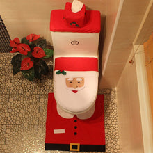 Load image into Gallery viewer, Toilet Foot Pad Seat Cover Cap Christmas Decorations Happy Santa Toilet Seat Cover and Rug Bathroom Accessory Santa Claus - MiniDreamMakers
